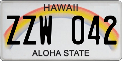 HI license plate ZZW042