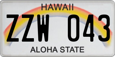 HI license plate ZZW043