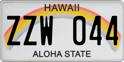 HI license plate ZZW044