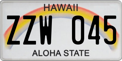 HI license plate ZZW045