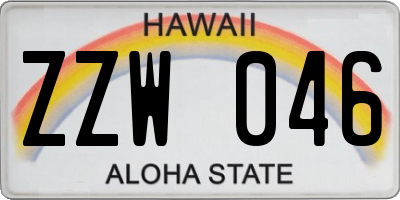 HI license plate ZZW046