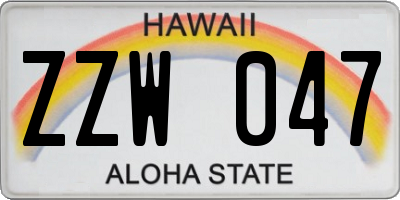 HI license plate ZZW047