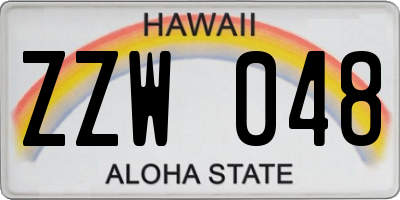 HI license plate ZZW048