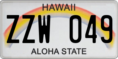 HI license plate ZZW049