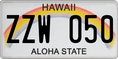 HI license plate ZZW050