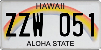 HI license plate ZZW051