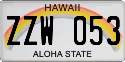 HI license plate ZZW053