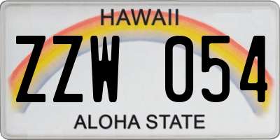 HI license plate ZZW054