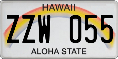 HI license plate ZZW055