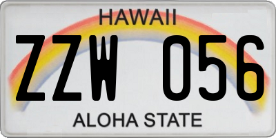 HI license plate ZZW056