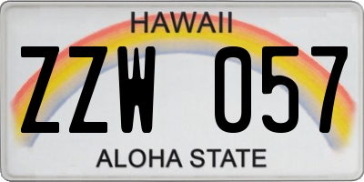 HI license plate ZZW057