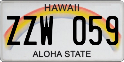 HI license plate ZZW059