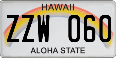 HI license plate ZZW060