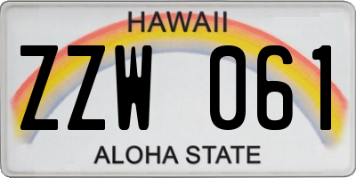 HI license plate ZZW061