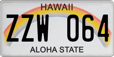 HI license plate ZZW064