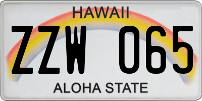 HI license plate ZZW065