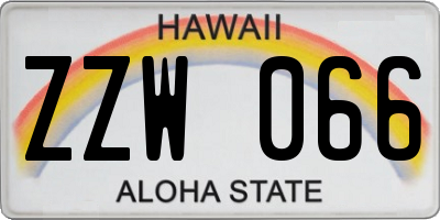 HI license plate ZZW066