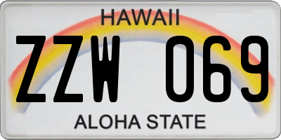 HI license plate ZZW069