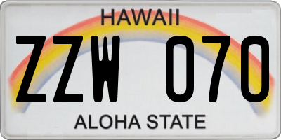 HI license plate ZZW070