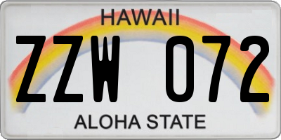 HI license plate ZZW072