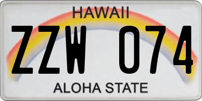 HI license plate ZZW074