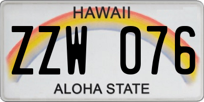 HI license plate ZZW076