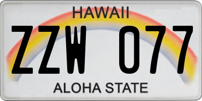 HI license plate ZZW077