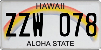 HI license plate ZZW078