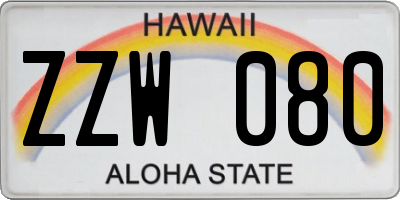 HI license plate ZZW080