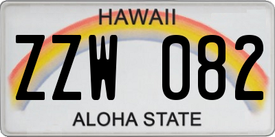 HI license plate ZZW082