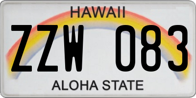 HI license plate ZZW083