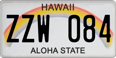 HI license plate ZZW084