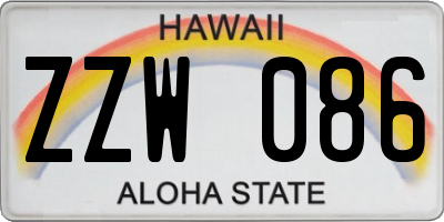 HI license plate ZZW086