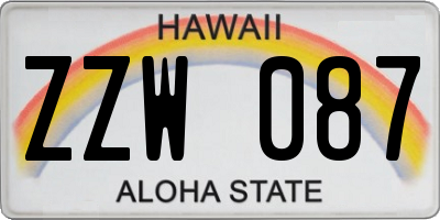 HI license plate ZZW087