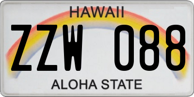 HI license plate ZZW088