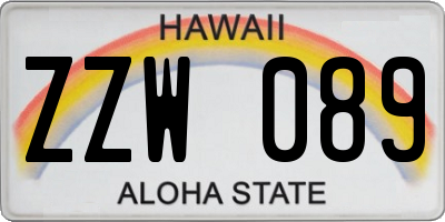 HI license plate ZZW089