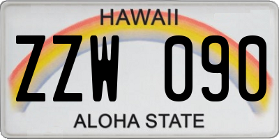 HI license plate ZZW090