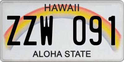 HI license plate ZZW091