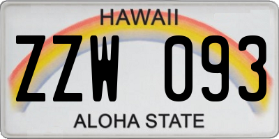 HI license plate ZZW093