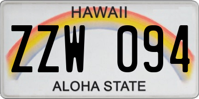 HI license plate ZZW094