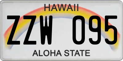 HI license plate ZZW095