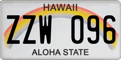 HI license plate ZZW096