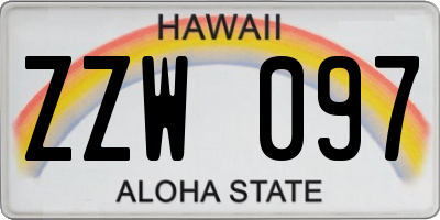 HI license plate ZZW097