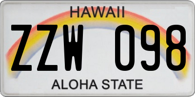 HI license plate ZZW098