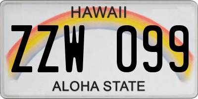 HI license plate ZZW099