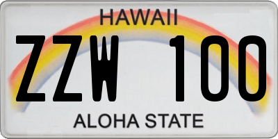 HI license plate ZZW100