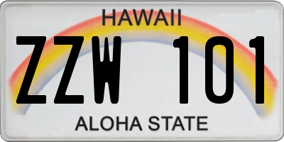 HI license plate ZZW101