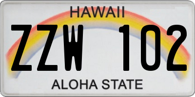 HI license plate ZZW102