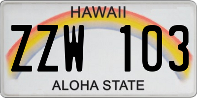 HI license plate ZZW103