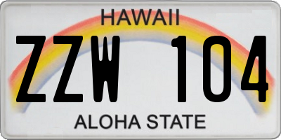 HI license plate ZZW104